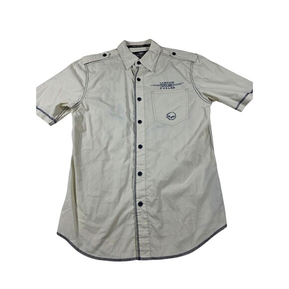 Harley-Davidson Motorcycles Button Shirt Mens M Medium White Embroidered 1903 - Picture 1 of 4